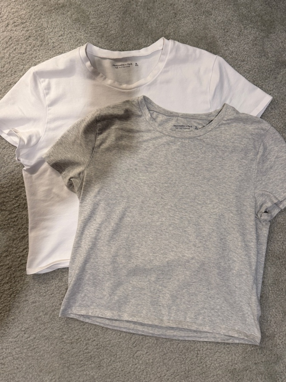 Abercrombie & Fitch Crop Tee Duo - White & Light Gray